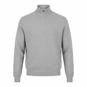 Bonobos Sweater Mens XL Grey Cotton Cashmere Quarter Zip Mock Neck Heathered